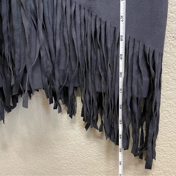 💥2/$20💥 ZARA Trafaluc Fringe Dress S Black Suede EUC - Picture 10 of 11